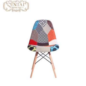 cheap wooden legs and plastic PP Colorful fabric dining chair